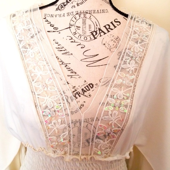 White flowy blouse with sequins - Picture 2 of 3